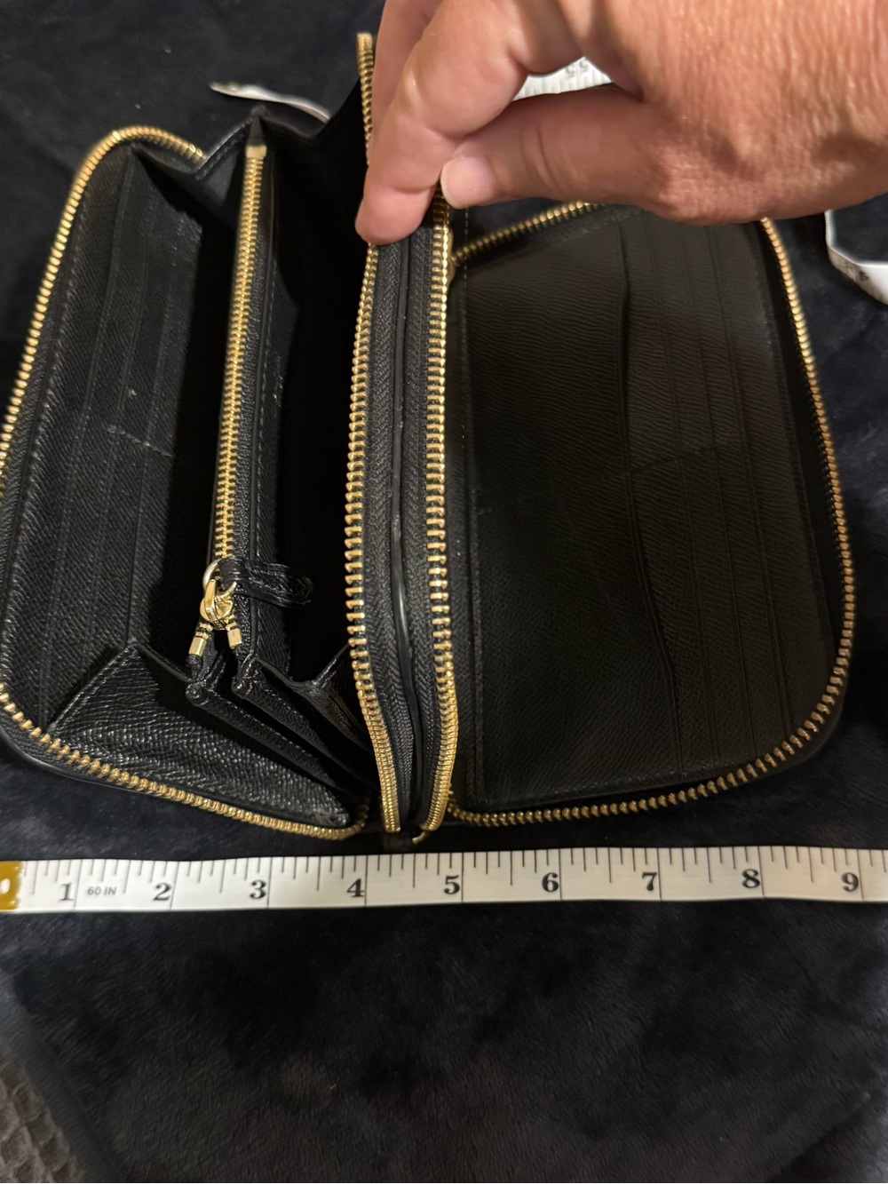 Coach Black Pebbled Leather Wallet with Gold Logo - Picture 11 of 11